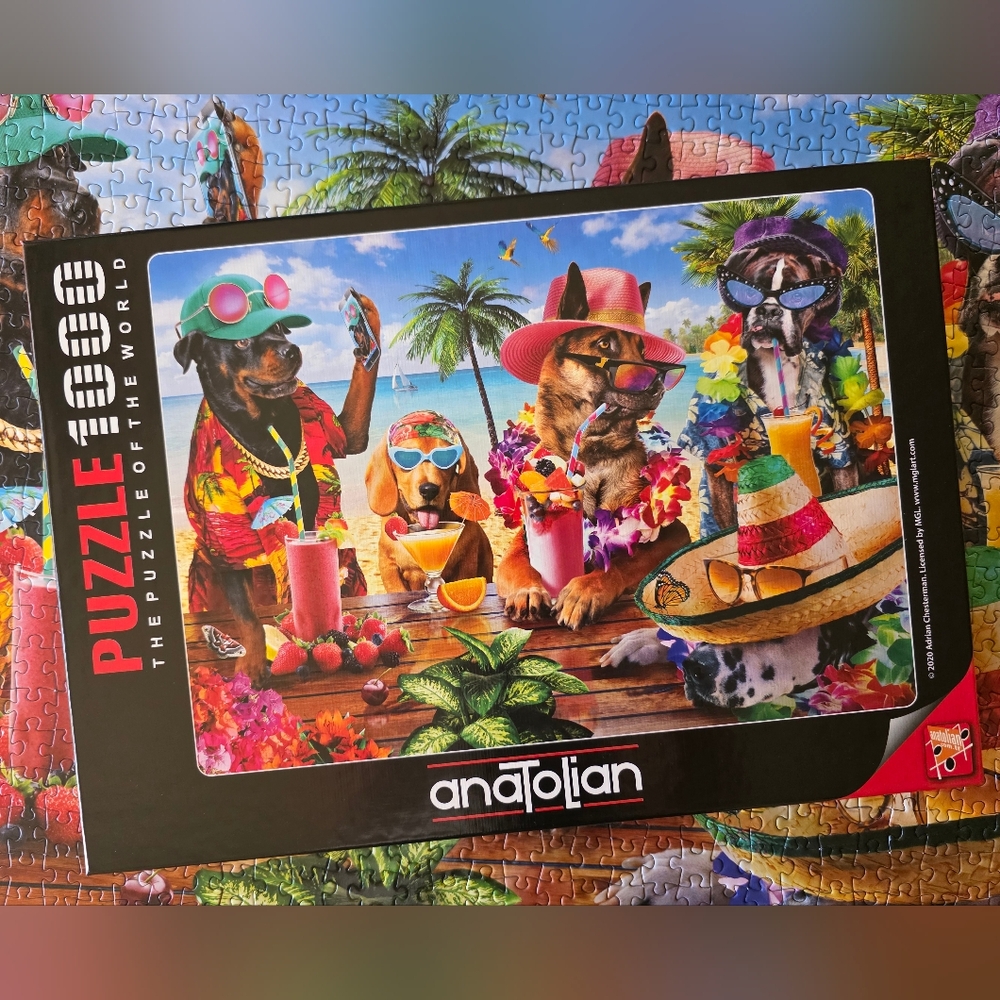 Anatolian 1000-Piece Beach Dogs Puzzle - Colorful Tropical